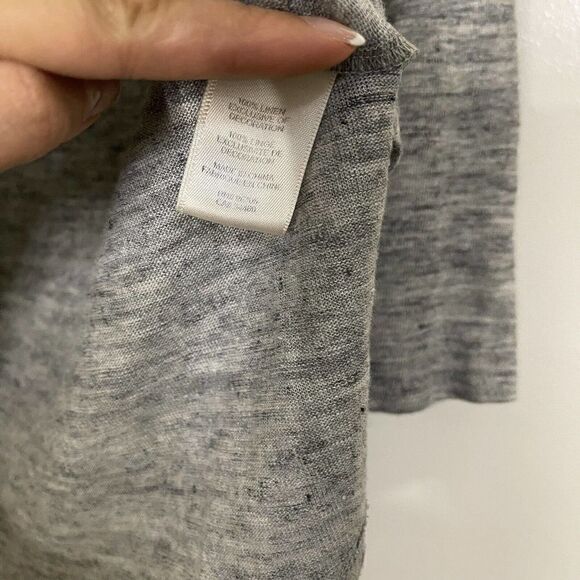 Rebecca Taylor Gray linen knit blouse top floral patch size Small - Picture 5 of 5